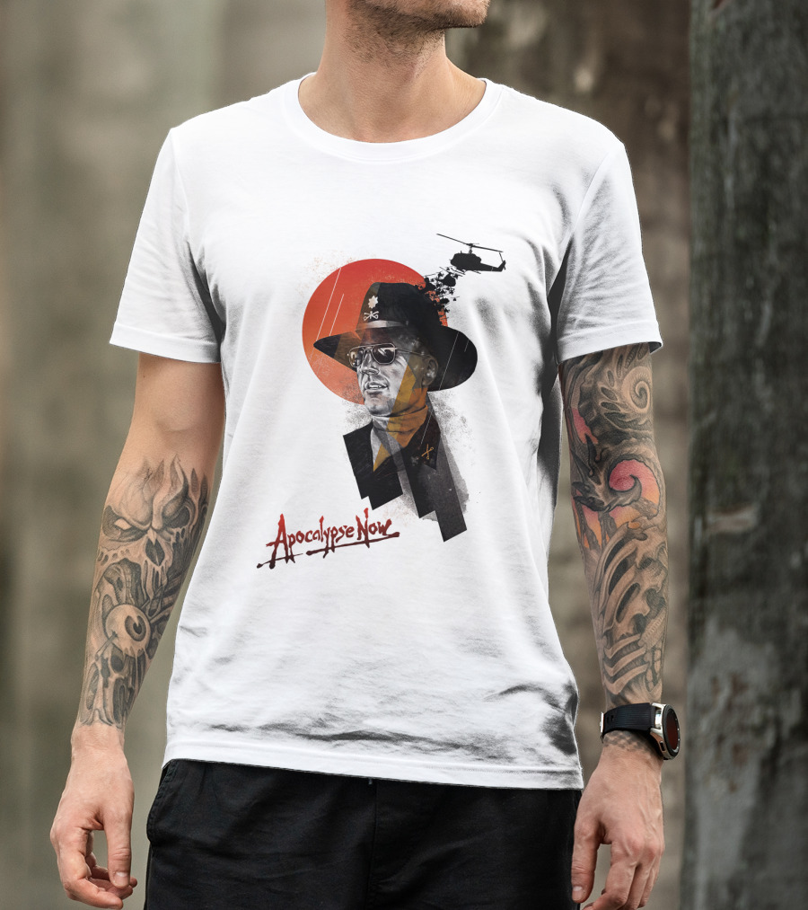 Apocalypse Now Helicopter And Soldier With Red Sun Iconography T-Shirt
