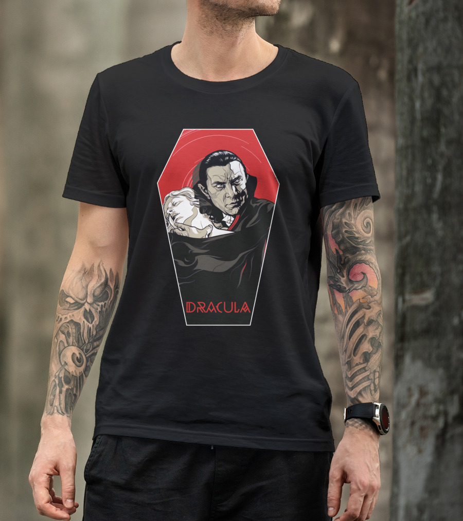 Dracula 1931 Bela Lugosi Vampire Horror Coffin Red Black Iconic Film T-Shirt