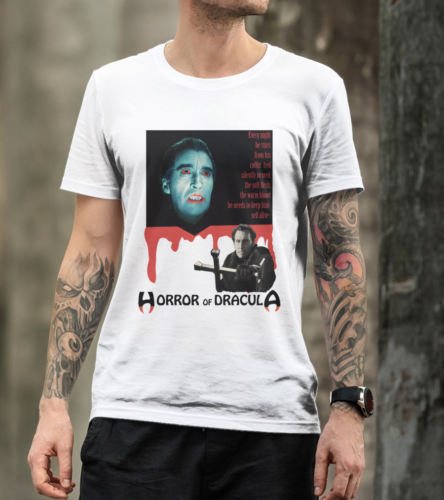 Every Night He Rises From His Coffin-Bed To Seek Blood Horror Of Dracula T-Shirt
