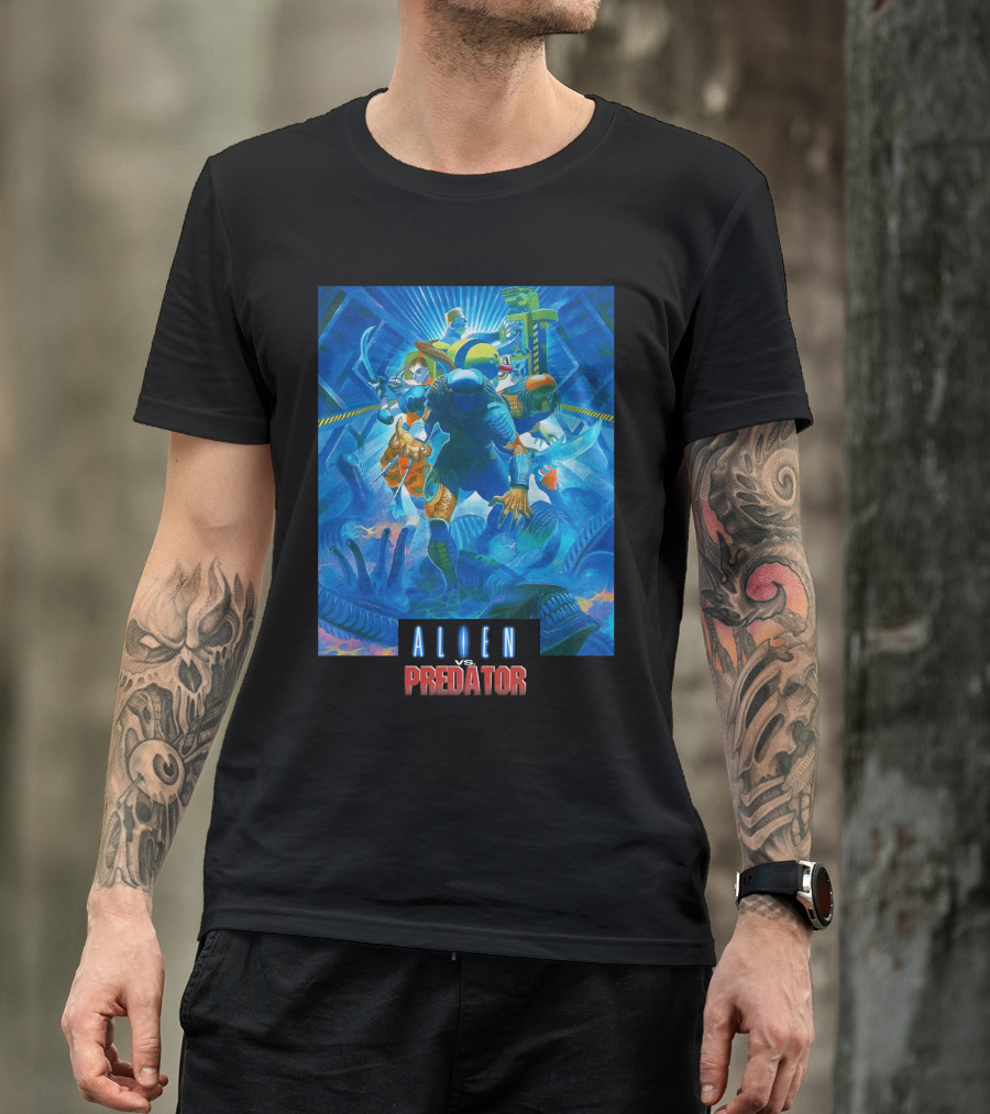 Alien Vs. Predator Retro Video Game Cover T-Shirt