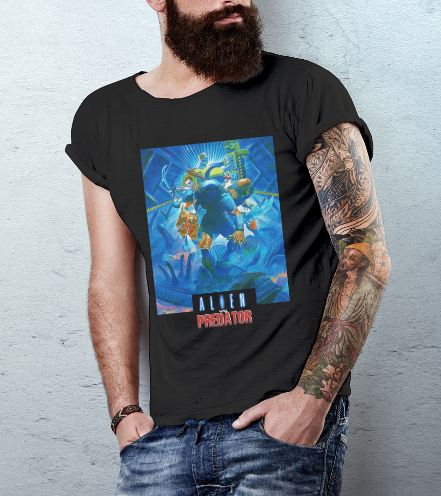 Alien Vs. Predator Retro Video Game Cover T-Shirt