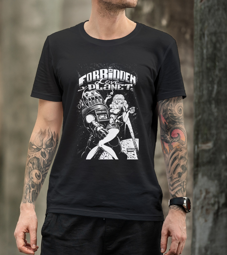 FORBIDDEN LOVE PLANET Sci-Fi Romance Retro Space Adventure T-Shirt