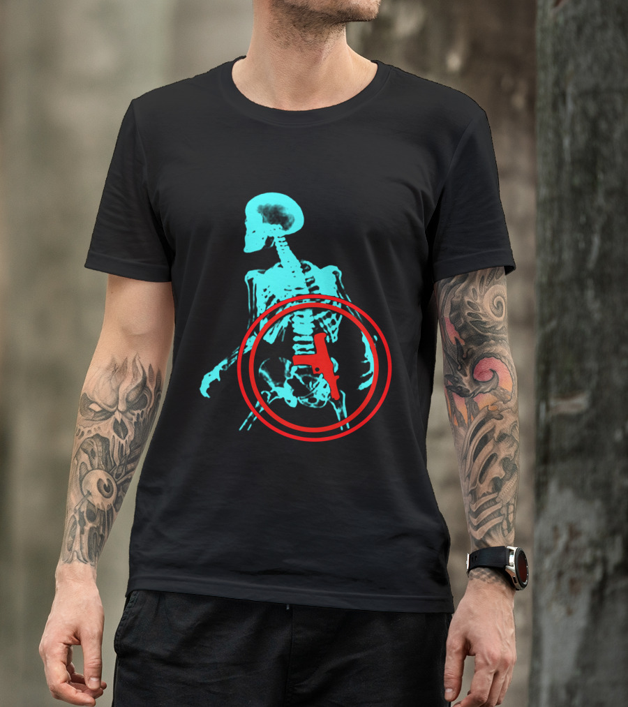 Total Recall X-Ray Skeleton With Gun T-Shirt