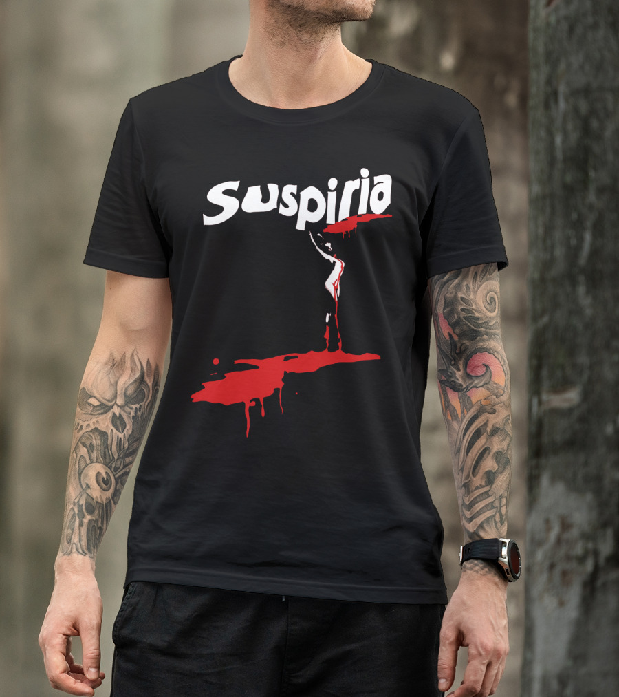 Suspiria 1977 Horror Film Logo With Red Blood And Dancing T-Shirt