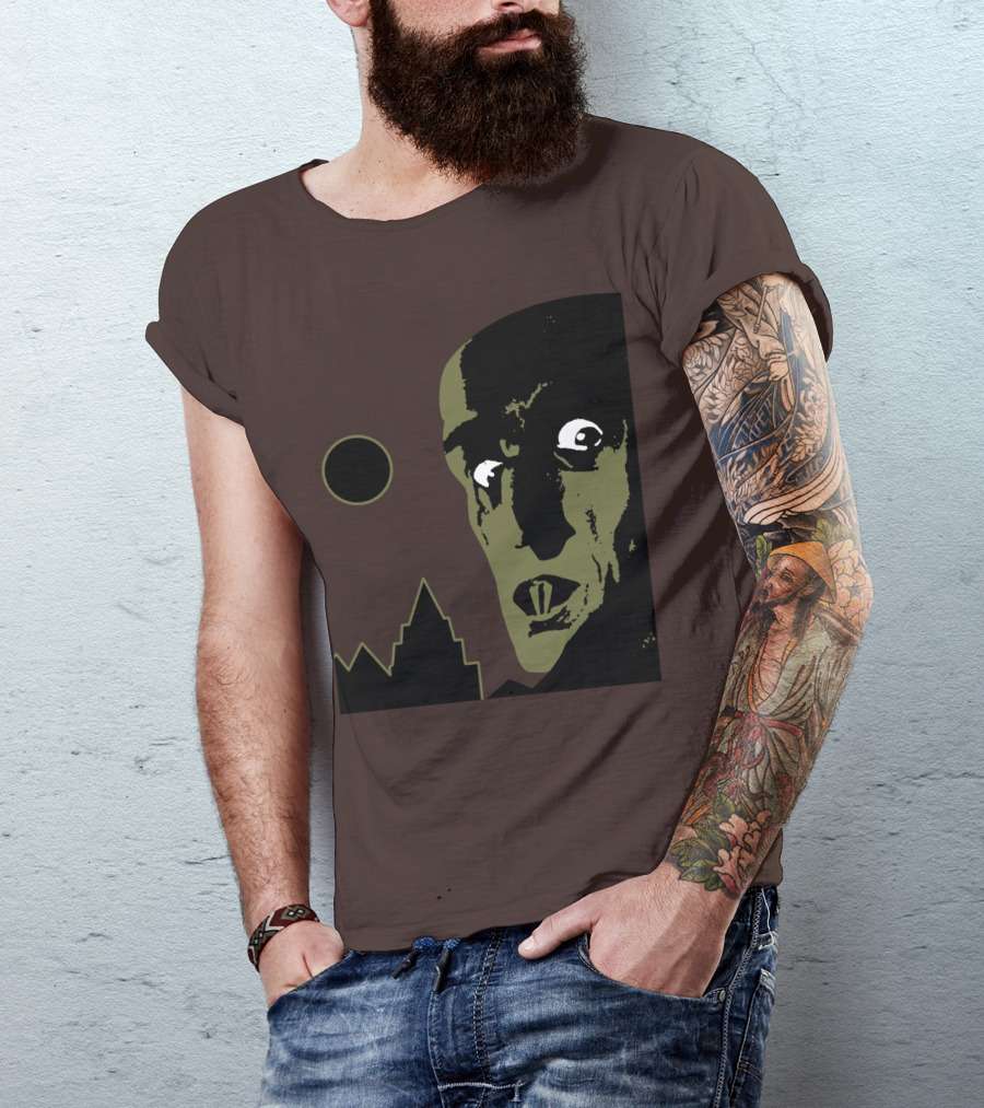 Nosferatu The Vampyre 1979 Iconic Horror Vampire Portrait With Castle And Moon T-Shirt