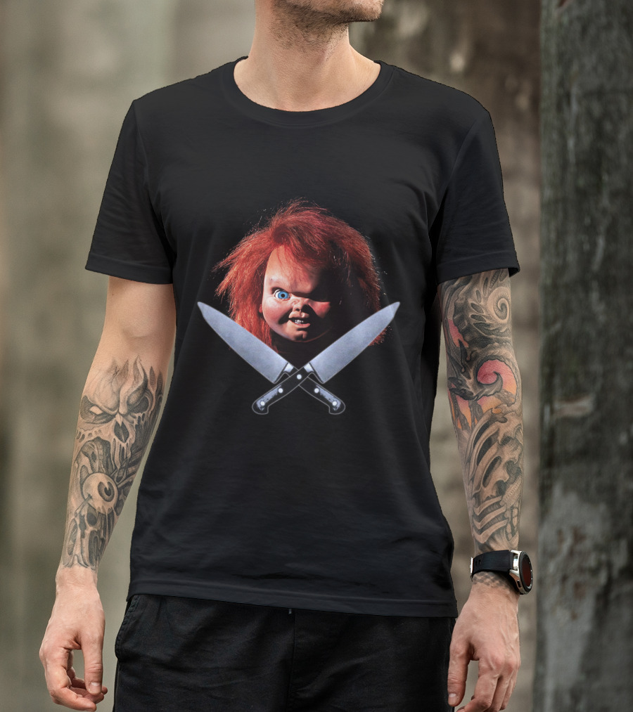 Chucky Doll With Crossed Knives From Child's Play T-Shirt