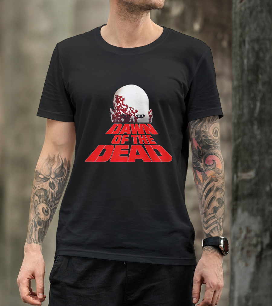 Dawn Of The Dead Zombie Head Red Text T-Shirt