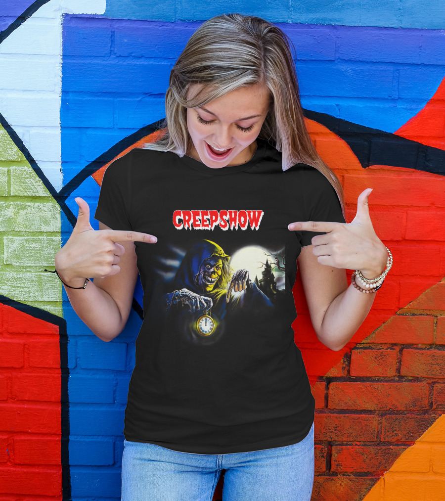 Creepshow Grinning Ghoul With Clock And Haunted Castle T-Shirt