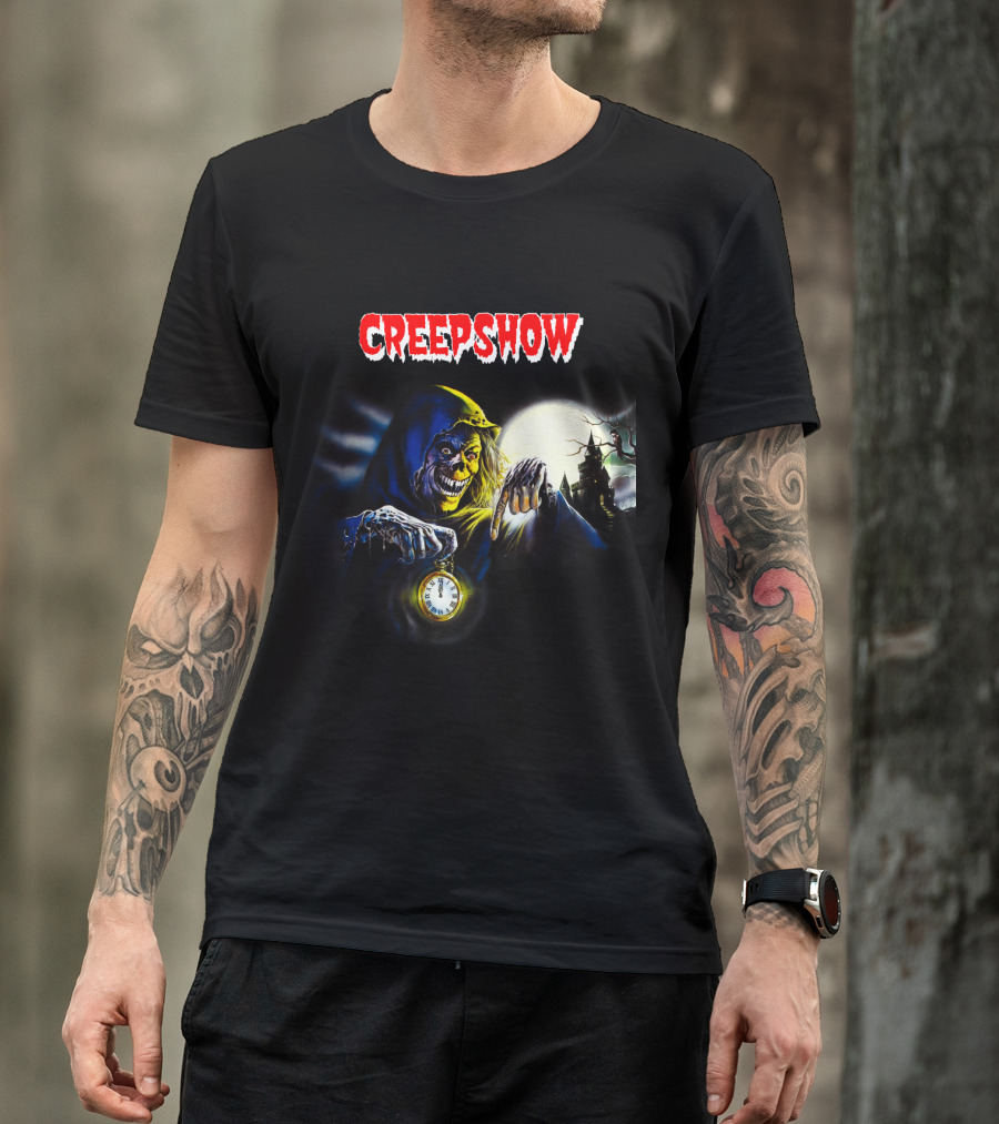 Creepshow Grinning Ghoul With Clock And Haunted Castle T-Shirt