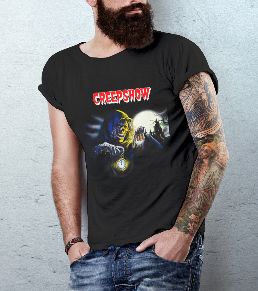 Creepshow Grinning Ghoul With Clock And Haunted Castle T-Shirt