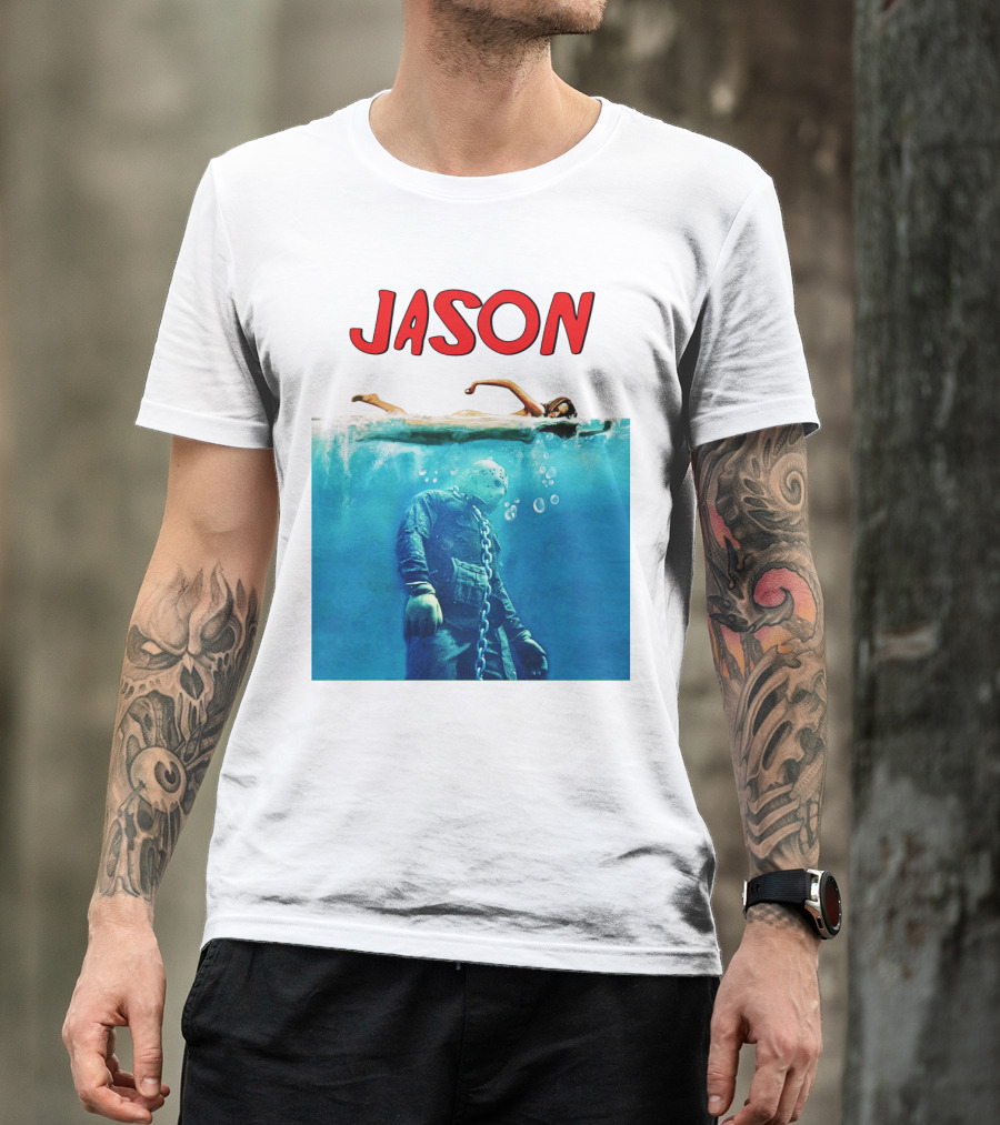 Jaws Jason Voorhees Underwater Horror Mashup T-Shirt
