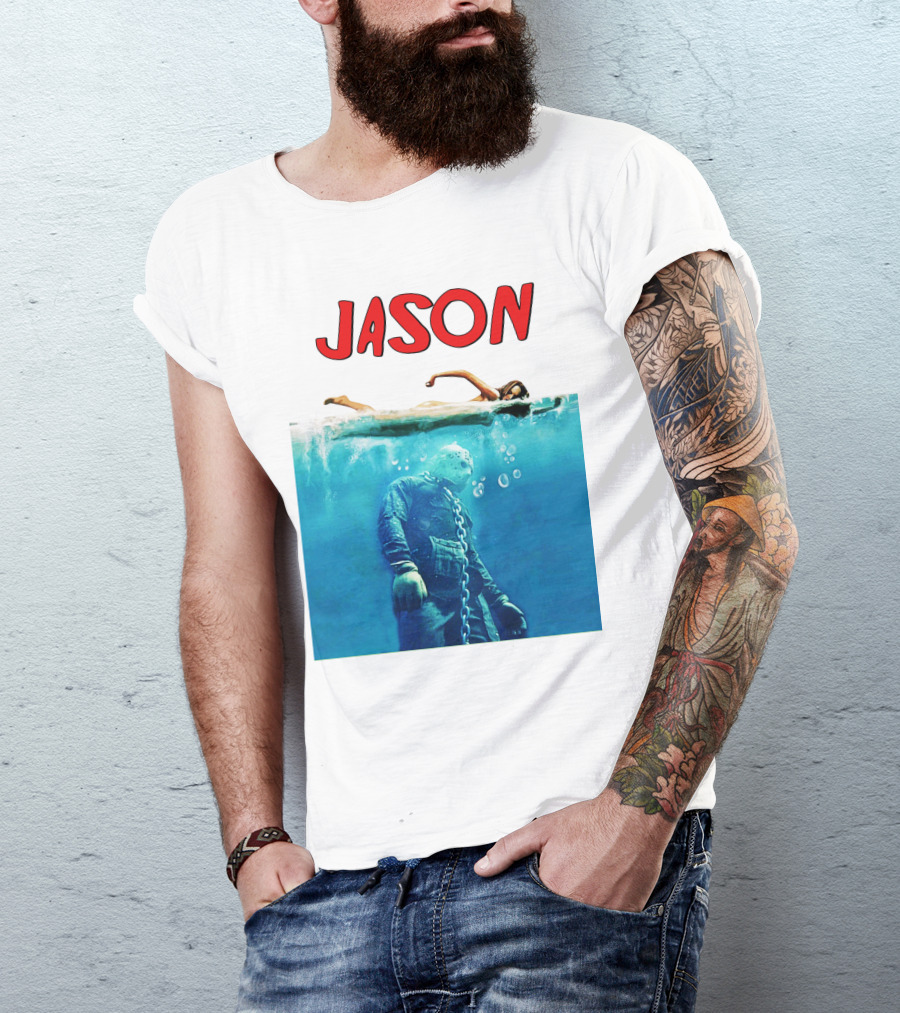 Jaws Jason Voorhees Underwater Horror Mashup T-Shirt