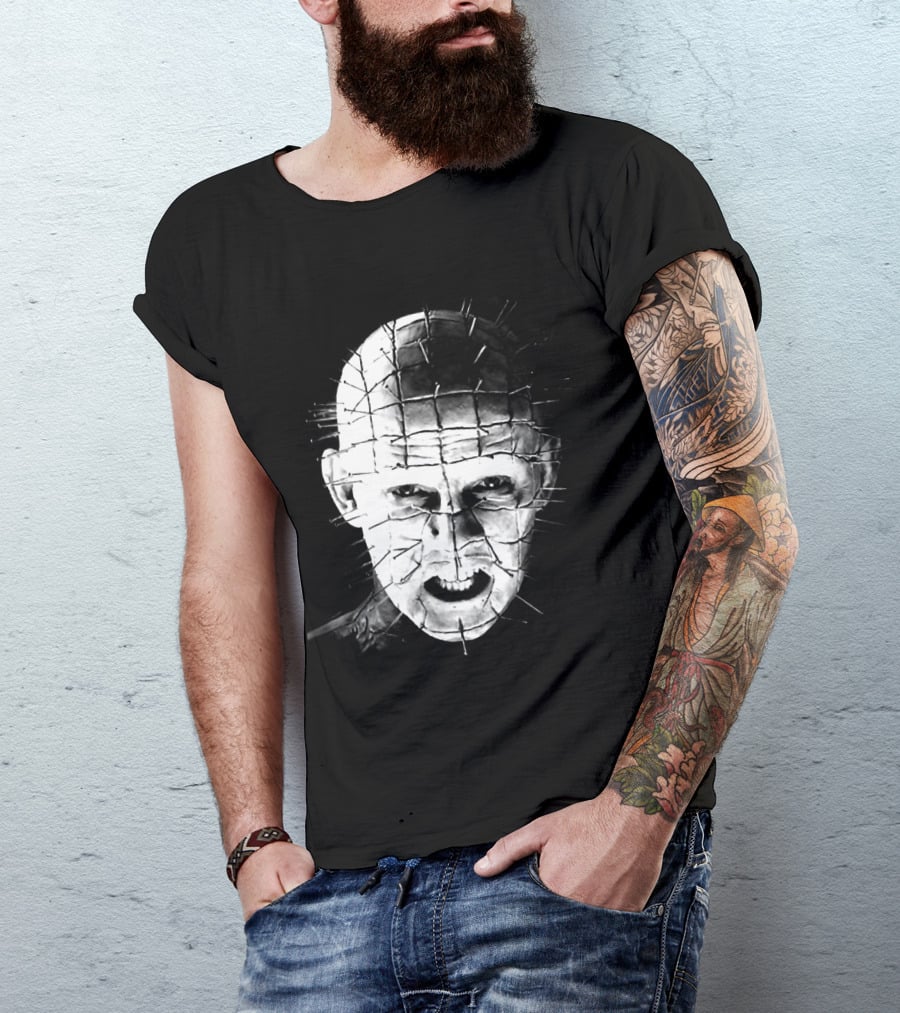 Hellraiser Pinhead Horror Icon Grayscale T-Shirt