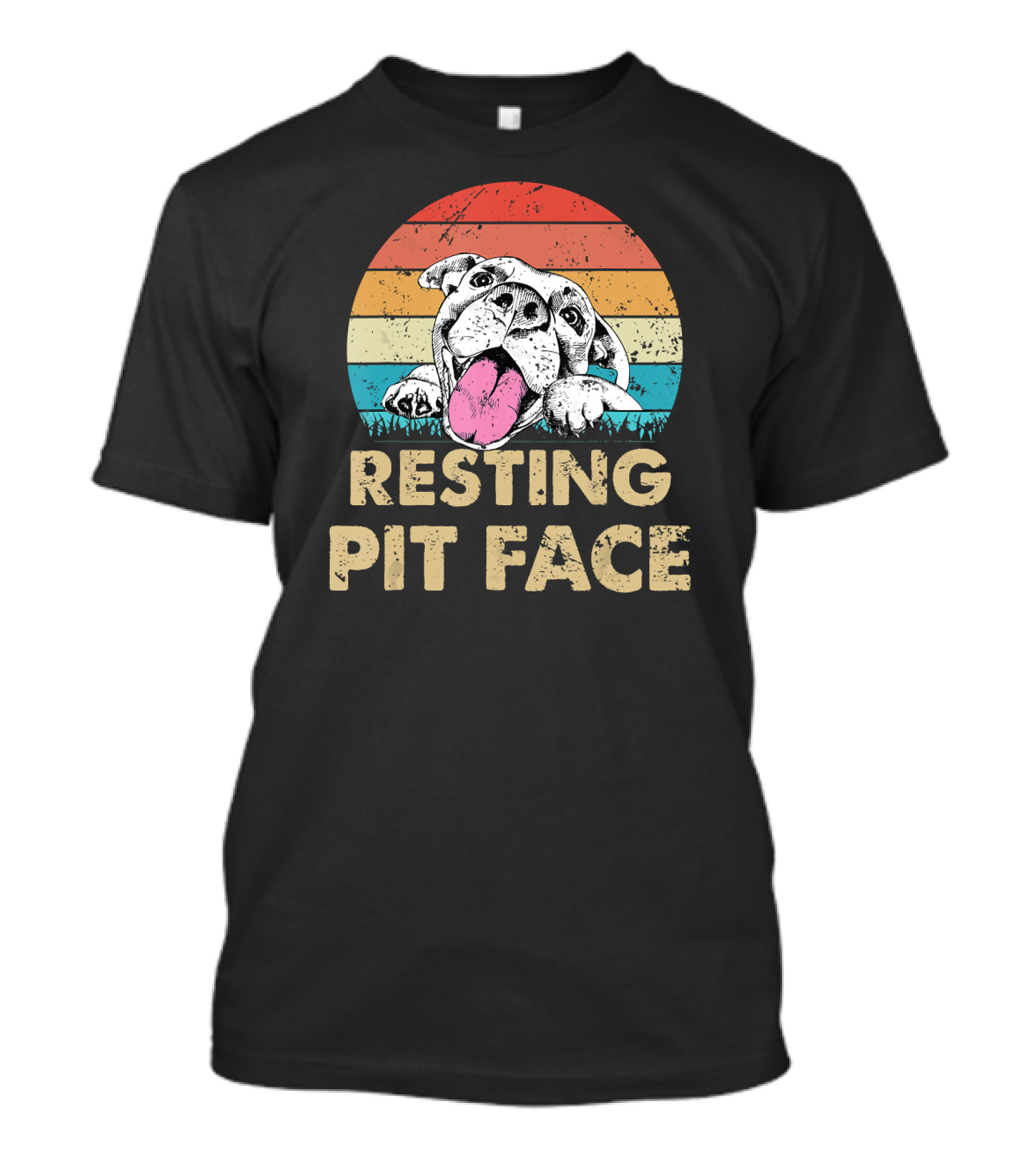 Resting Pit Face Funny Pit Bull Lover Vintage Retro T-Shirt