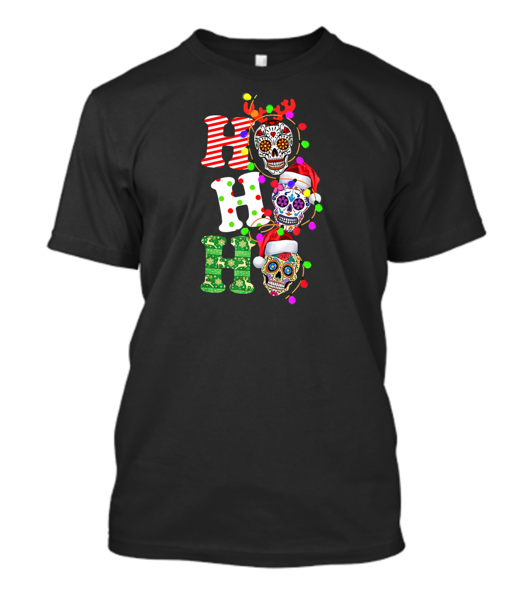 Ho Ho Ho Christmas Sugar Skull Day Of The Dead T-Shirt