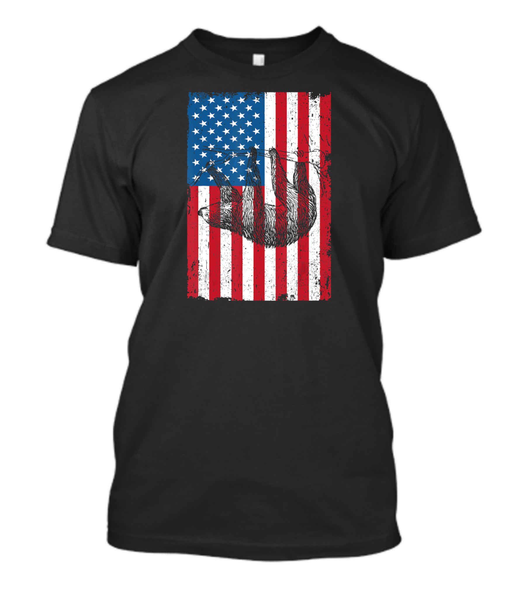 4th July Sloth Hanging On USA Flag Independence Day T-Shirt