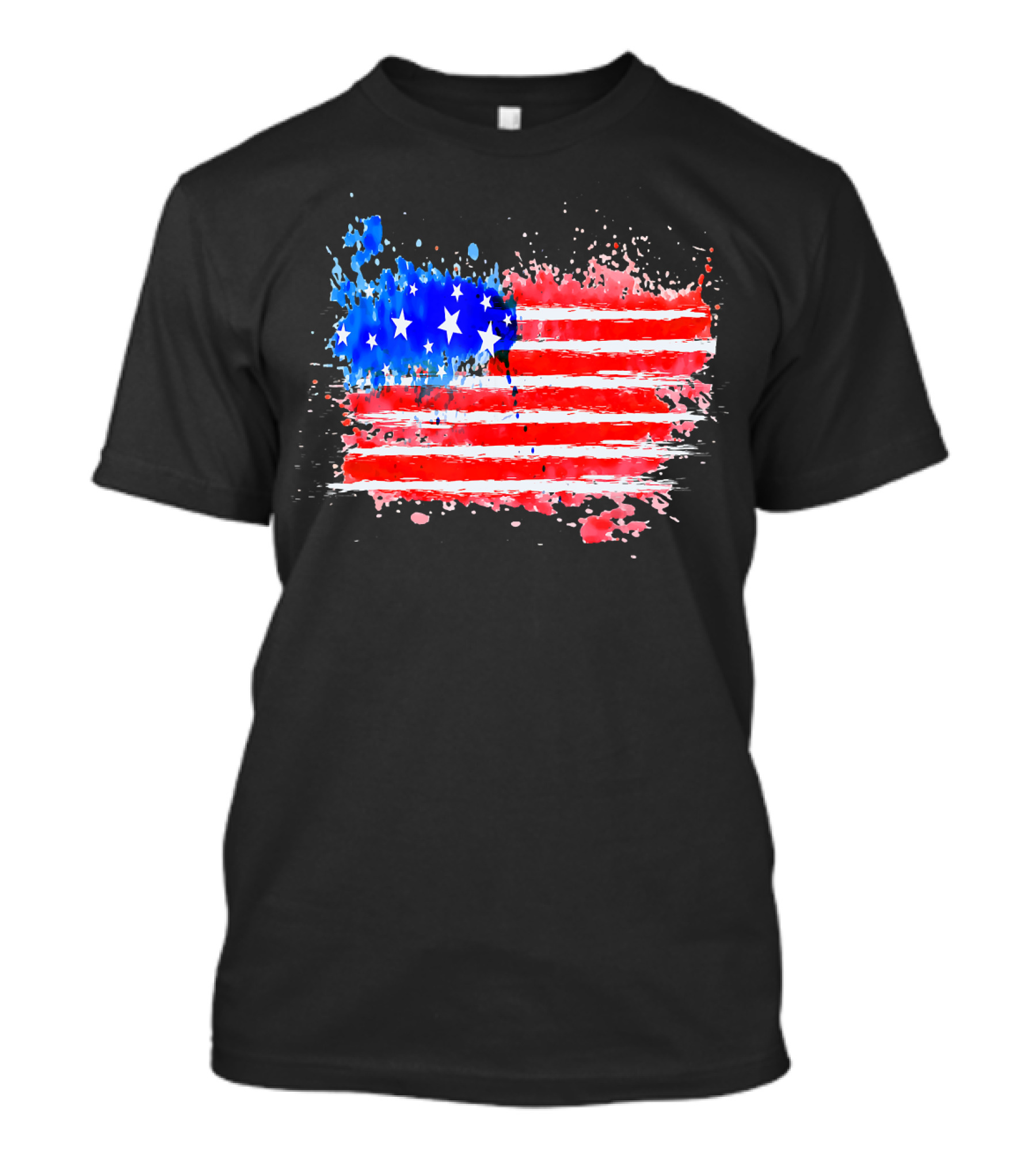 4th Of July American Flag Red White And Blue Paint Splatter T-Shirt