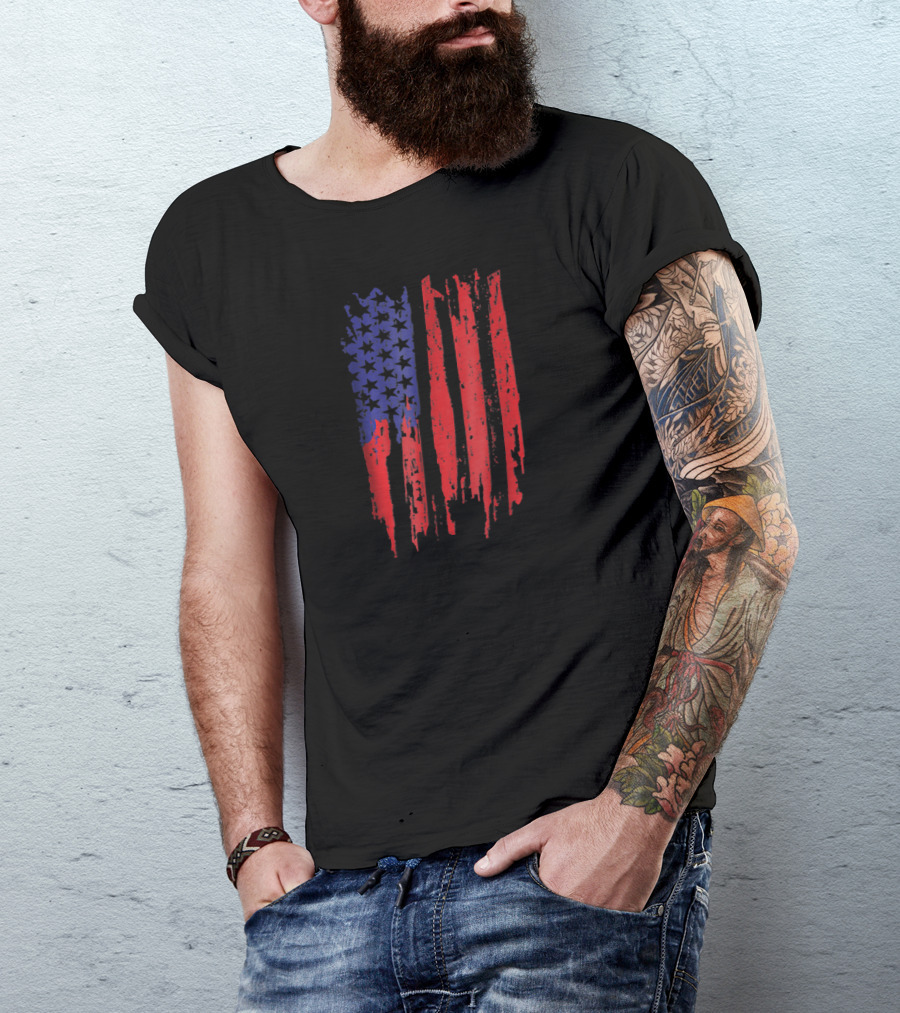 4th Of July American Flag Distressed Style For Teens T-Shirt
