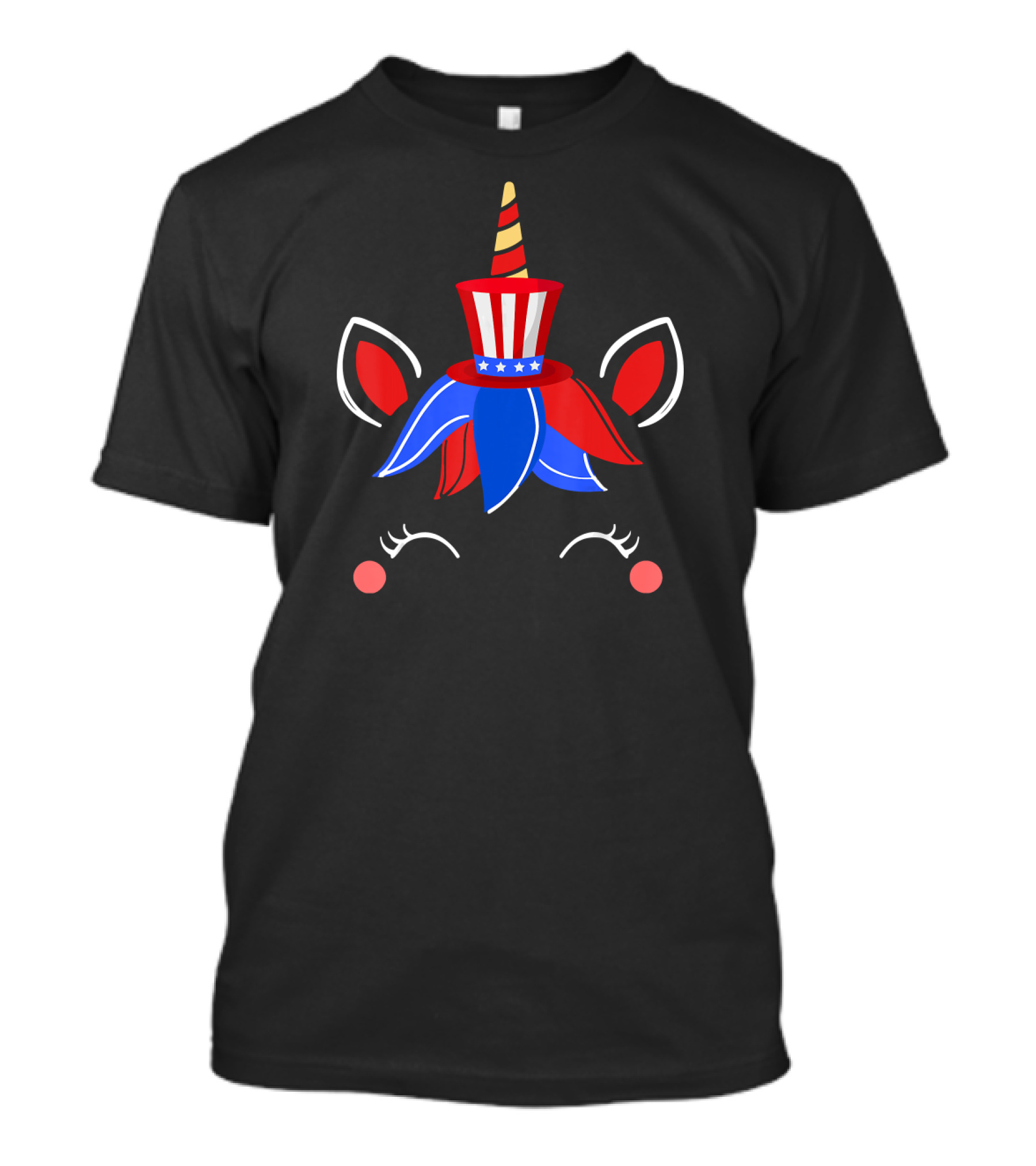 4th Of July Unicorn And Uncle Sam Hat Decor With Patriotic Ears And Stars T-Shirt
