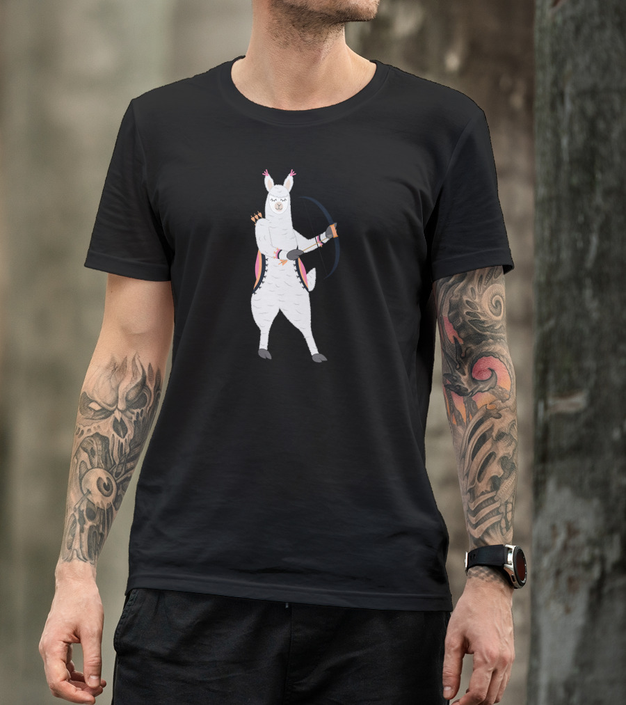 Alpaca Archery Sports Archer With Bow And Arrows T-Shirt