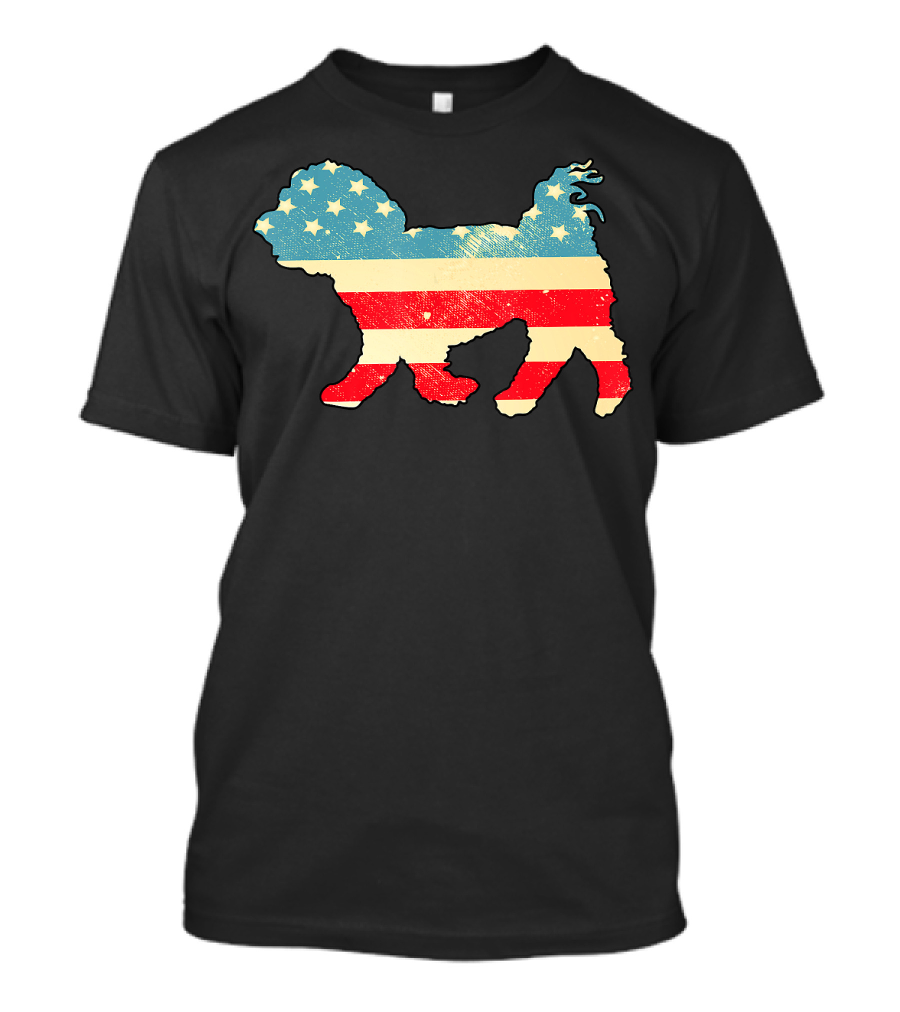 American Flag Vintage Maltese Silhouette 4th Of July T-Shirt