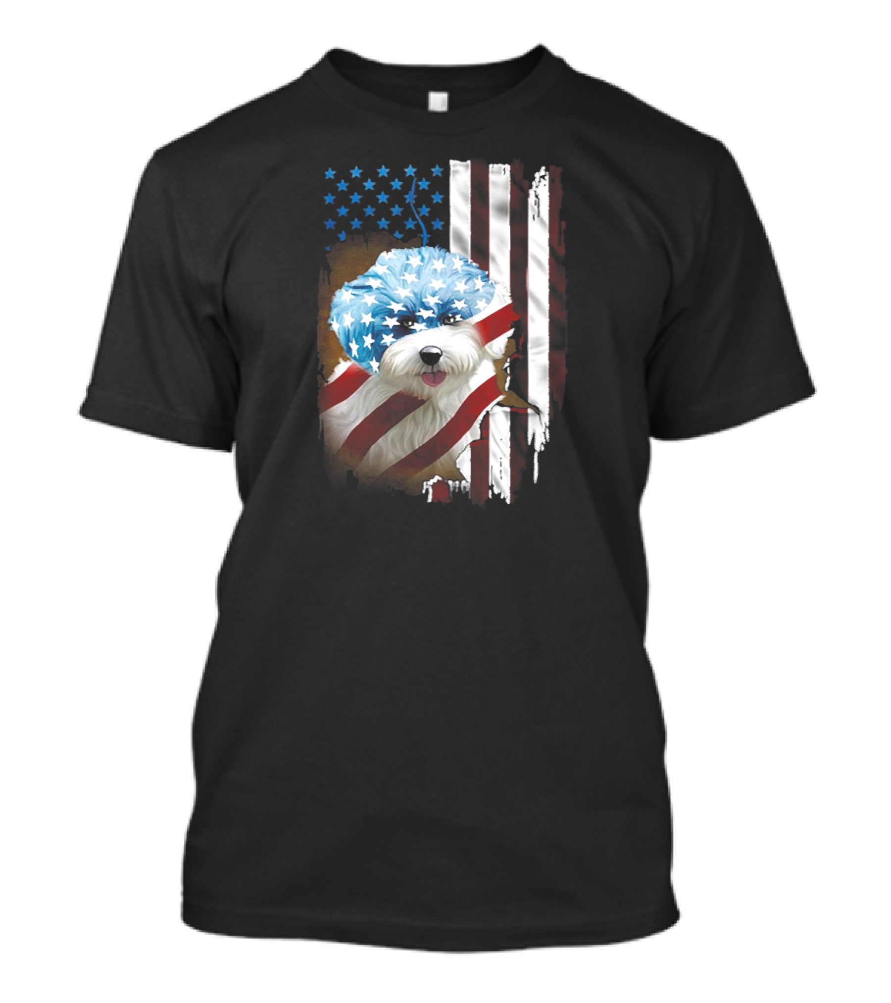 Bichon Frise American Flag USA Patriotic Dog T-Shirt