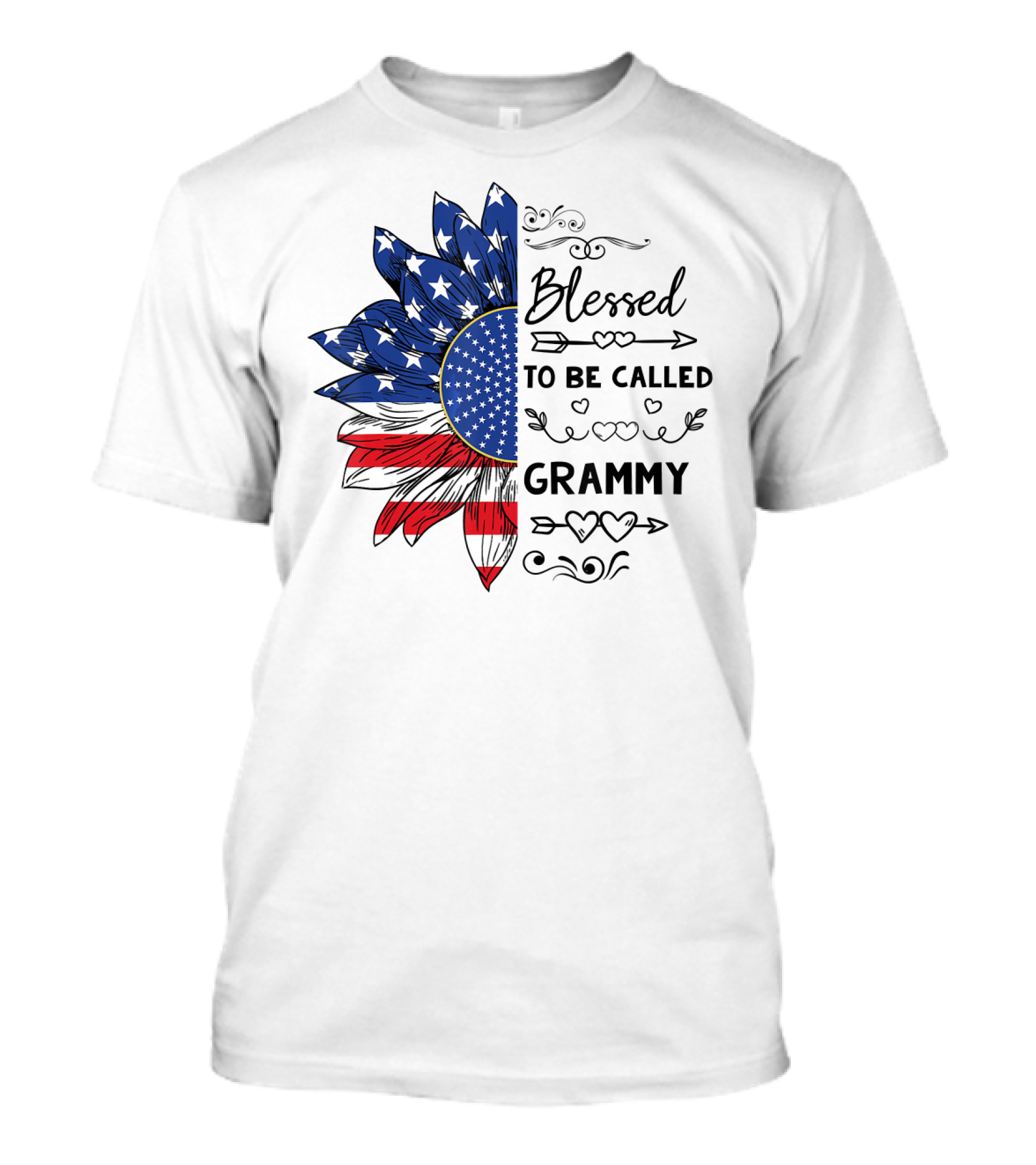 Blessed To Be Called Grammy Sunflower American Flag T-Shirt