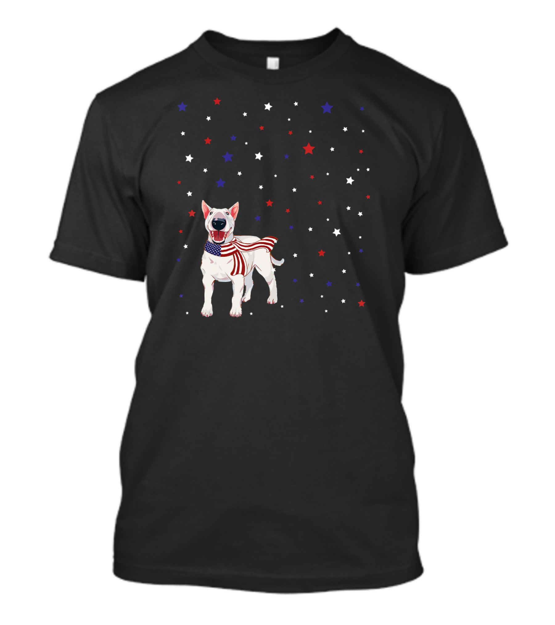 Bull Terrier American Flag Scarf Stars 4th Of July T-Shirt