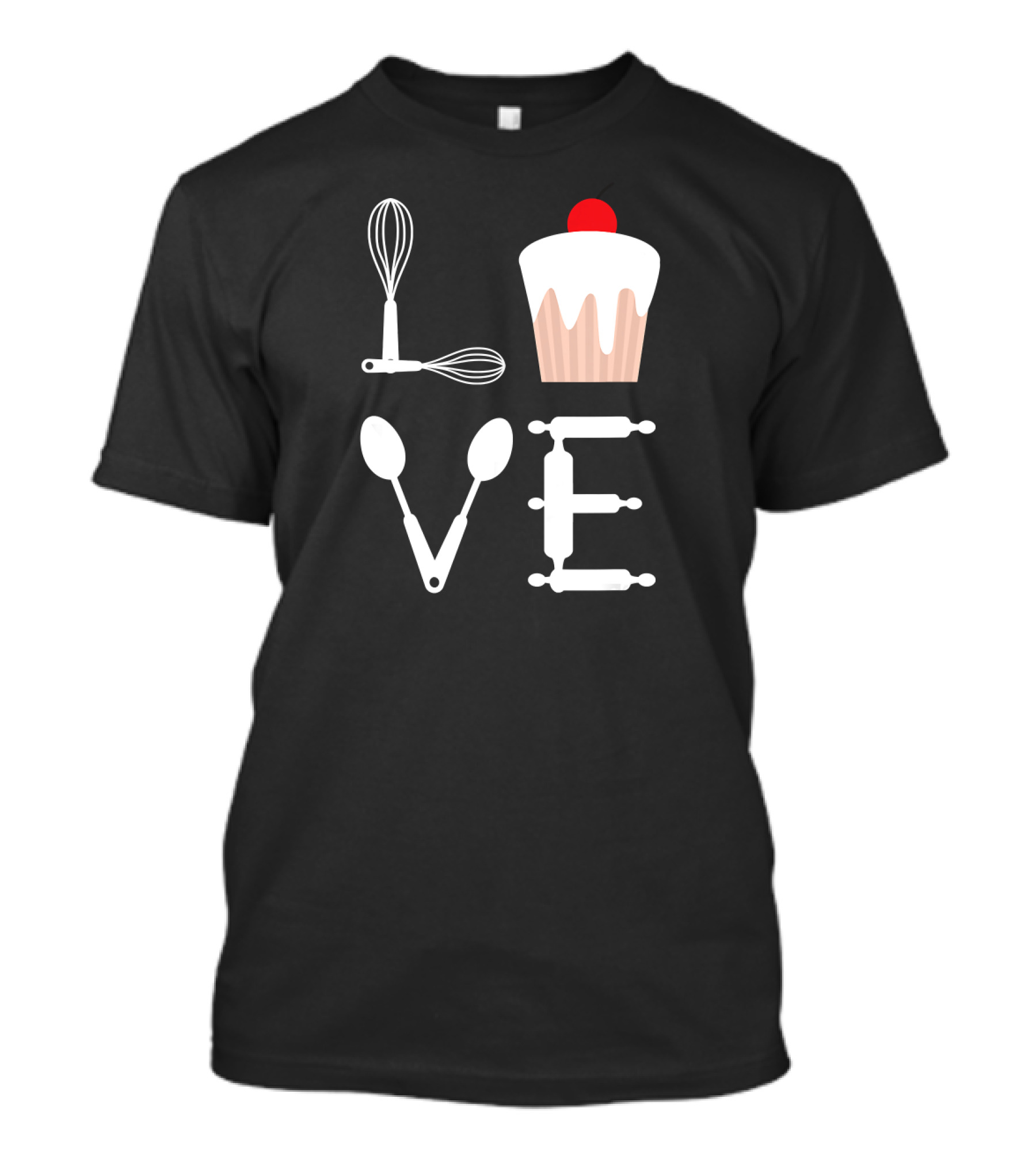 Love Baking Whisk Cupcake Spoon Rolling Pin T-Shirt