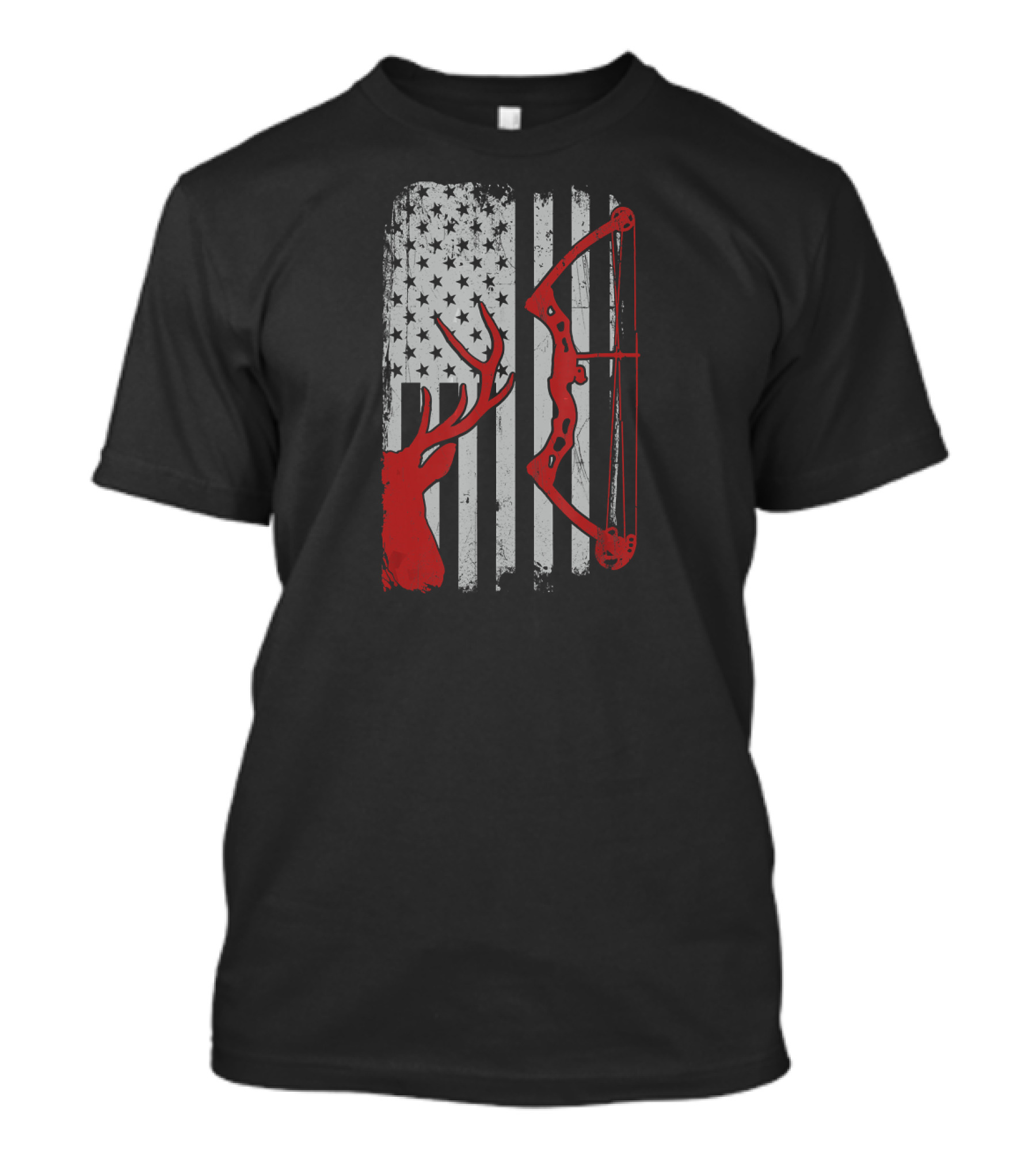 Deer Hunting Bow American Flag T-Shirt