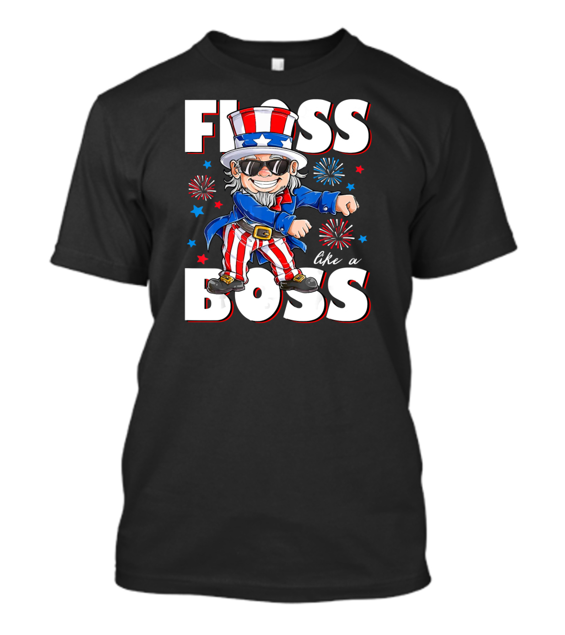 FLOSS Like A Boss Uncle Sam 4th Of July Flossing Dance T-Shirt