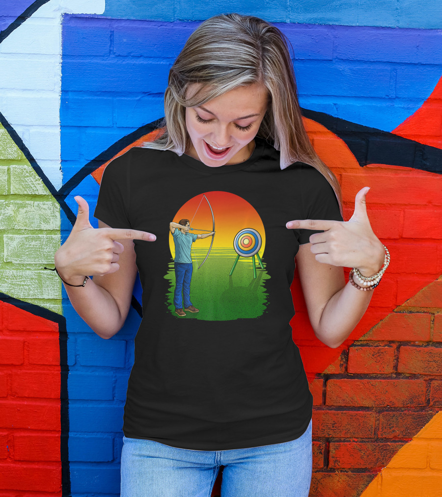 Funny Archery Arrow Sunset Target Practice T-Shirt