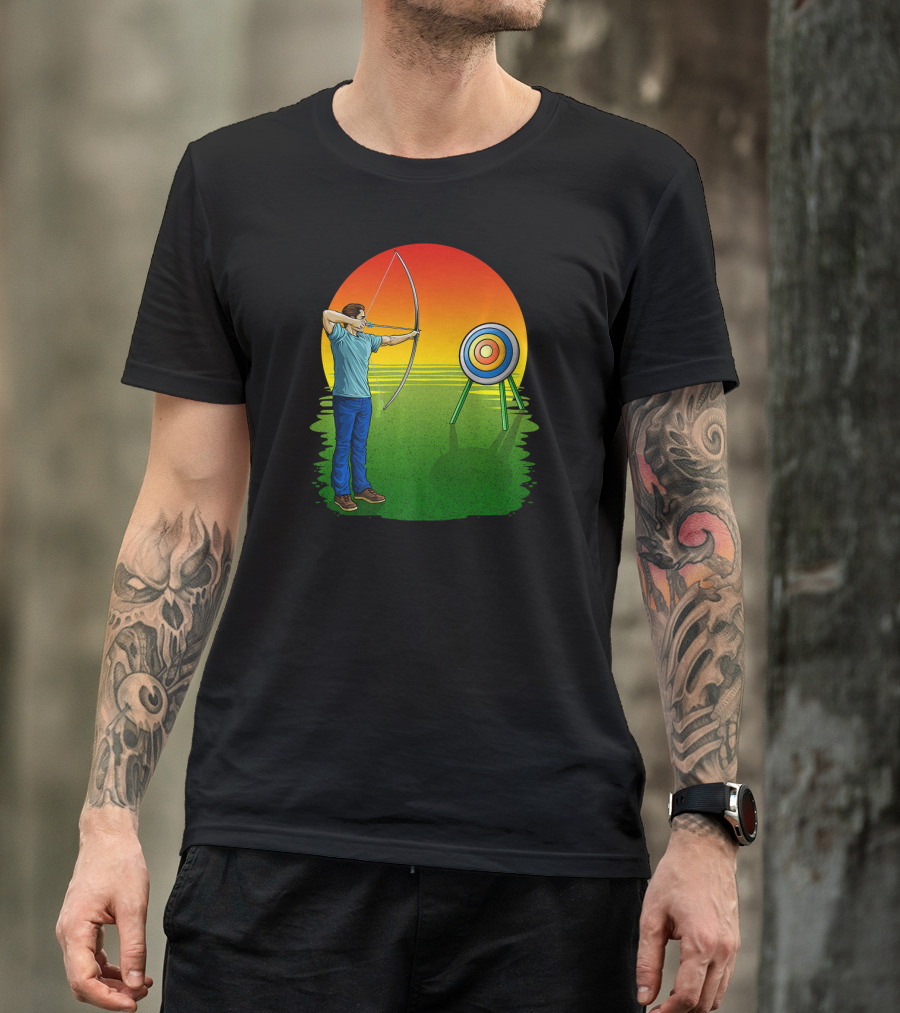 Funny Archery Arrow Sunset Target Practice T-Shirt