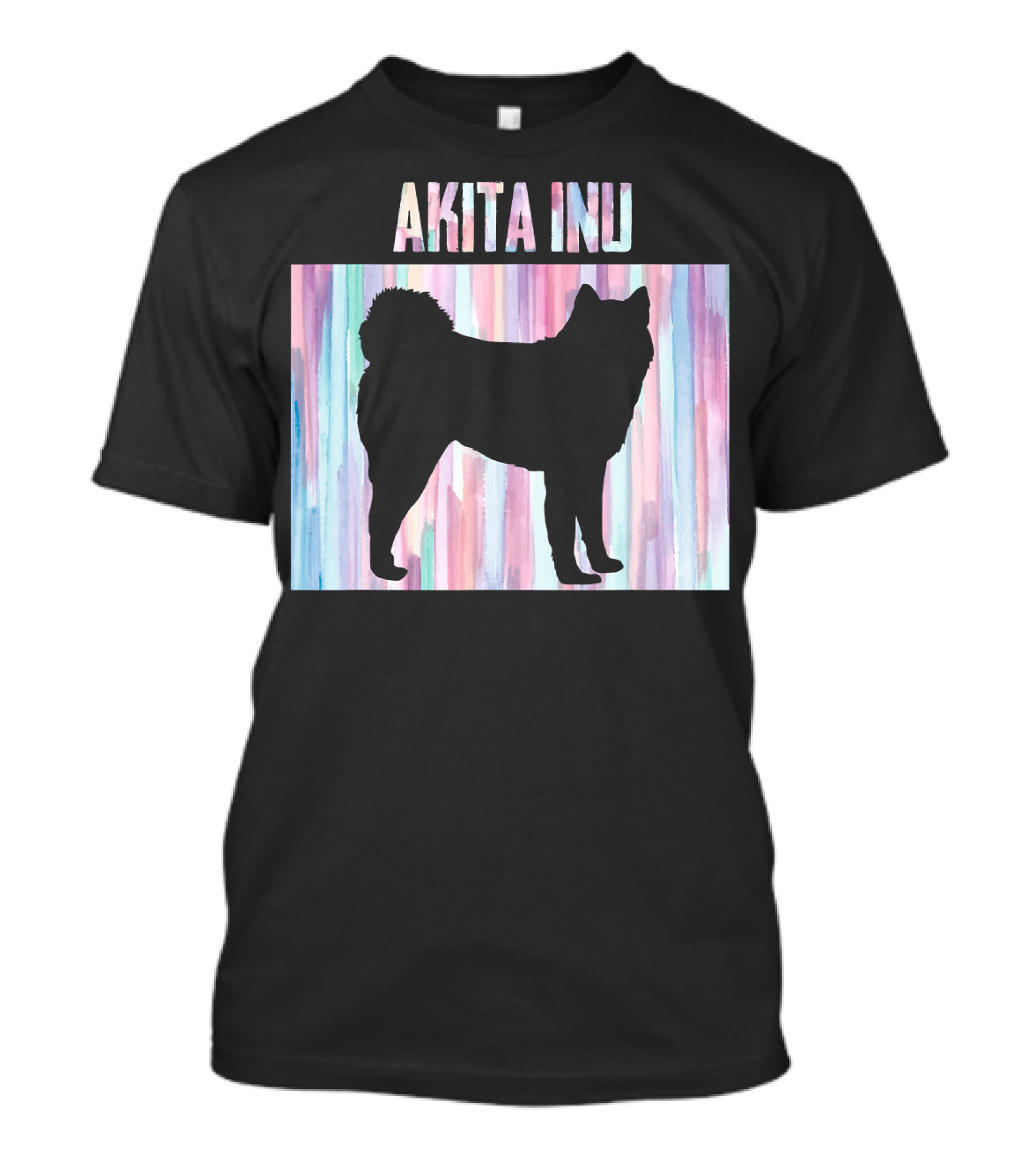 Akita Inu Silhouette Vintage Women's Pastel Stripes T-Shirt