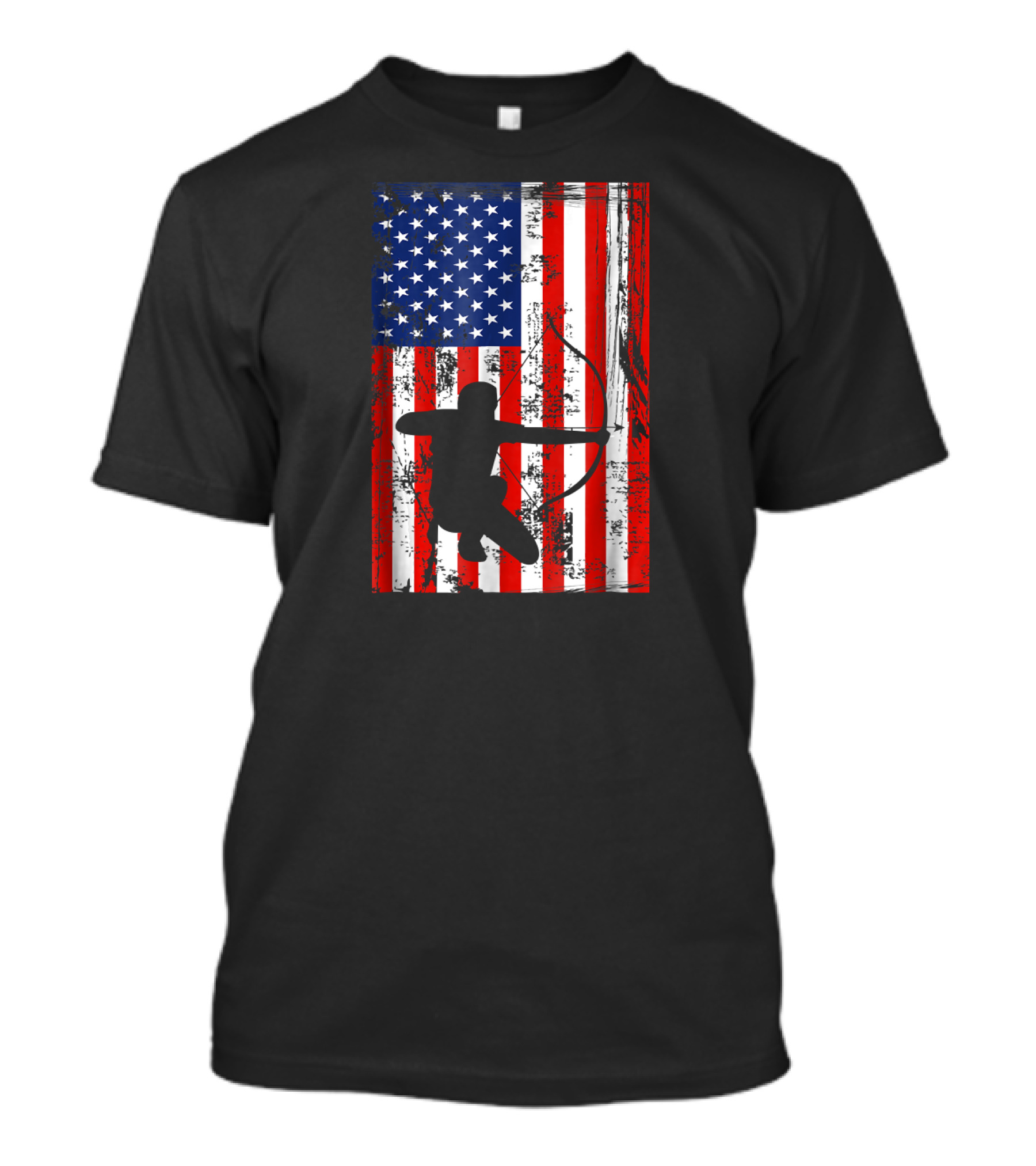 Archery American Flag Silhouette Archer Bowman Patriotic T-Shirt