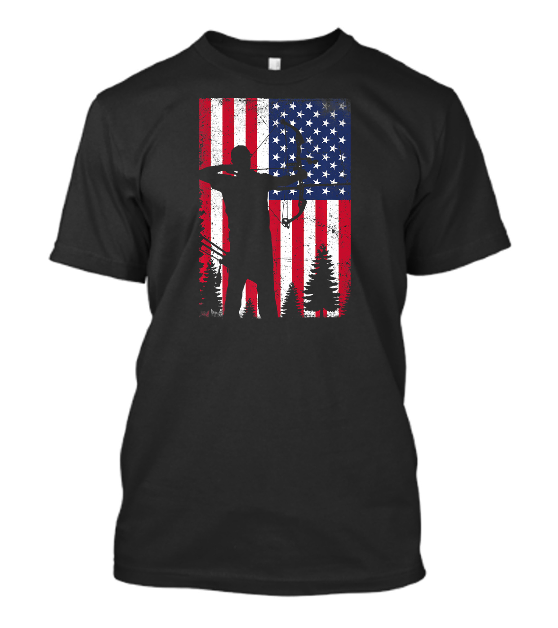 American Flag Archery Bow Hunting Bow Hunter T-Shirt