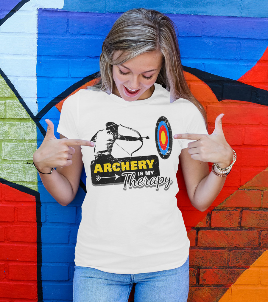Archery Is My Therapy Bow Arch Hobby Sport Target T-Shirt