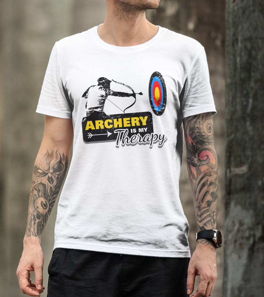 Archery Is My Therapy Bow Arch Hobby Sport Target T-Shirt