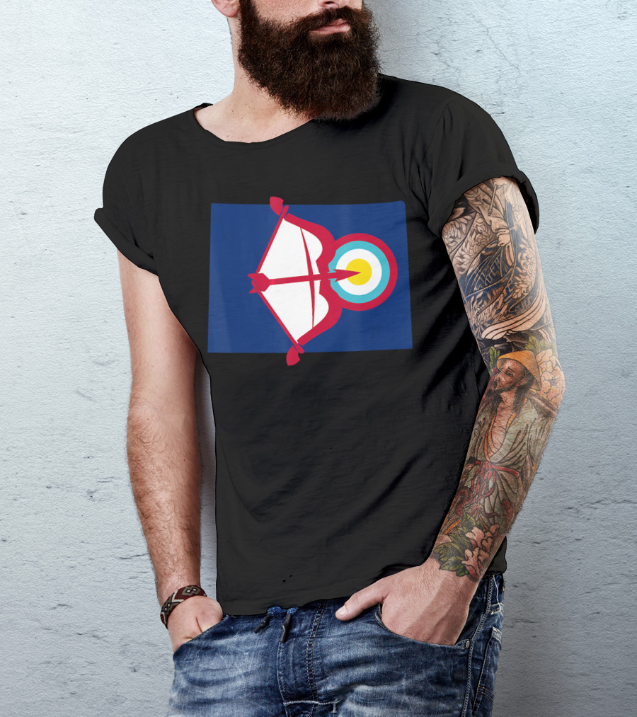 Colorado State Flag Bow And Arrow Target Outdoor Sports T-Shirt