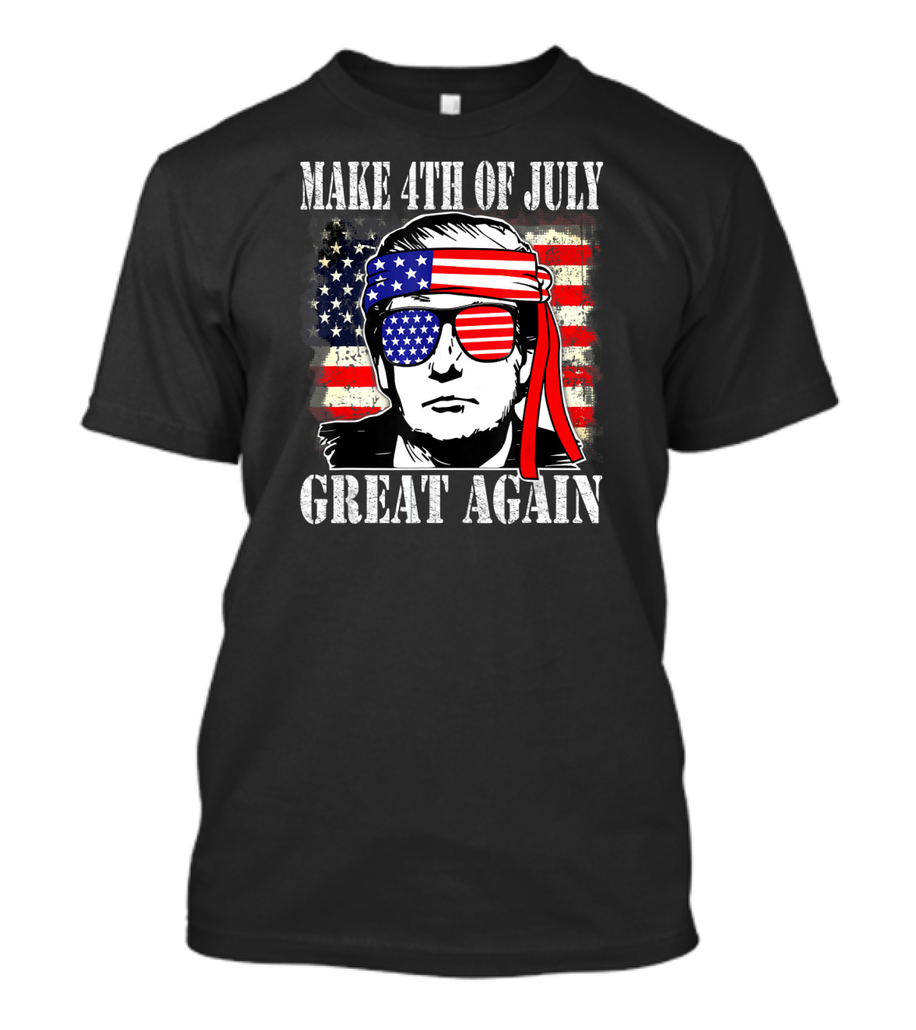 Make 4th Of July Great Again Trump American Flag Sunglasses And Bandana T-Shirt
