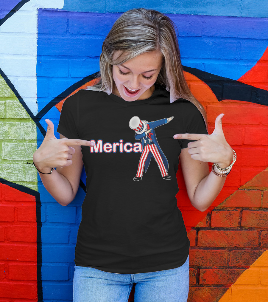 Merica Dabbing Uncle Sam USA America July 4th Patriotic T-Shirt