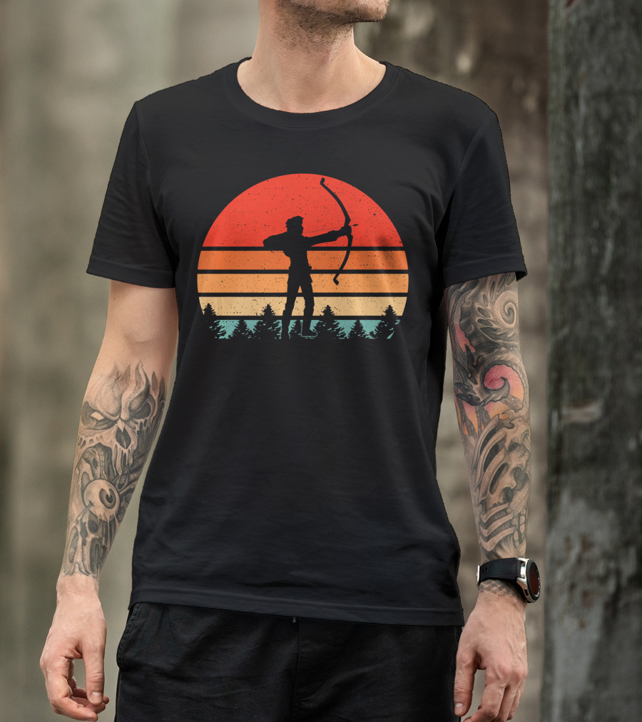 Vintage Funny Archery Retro Sunset Forest T-Shirt