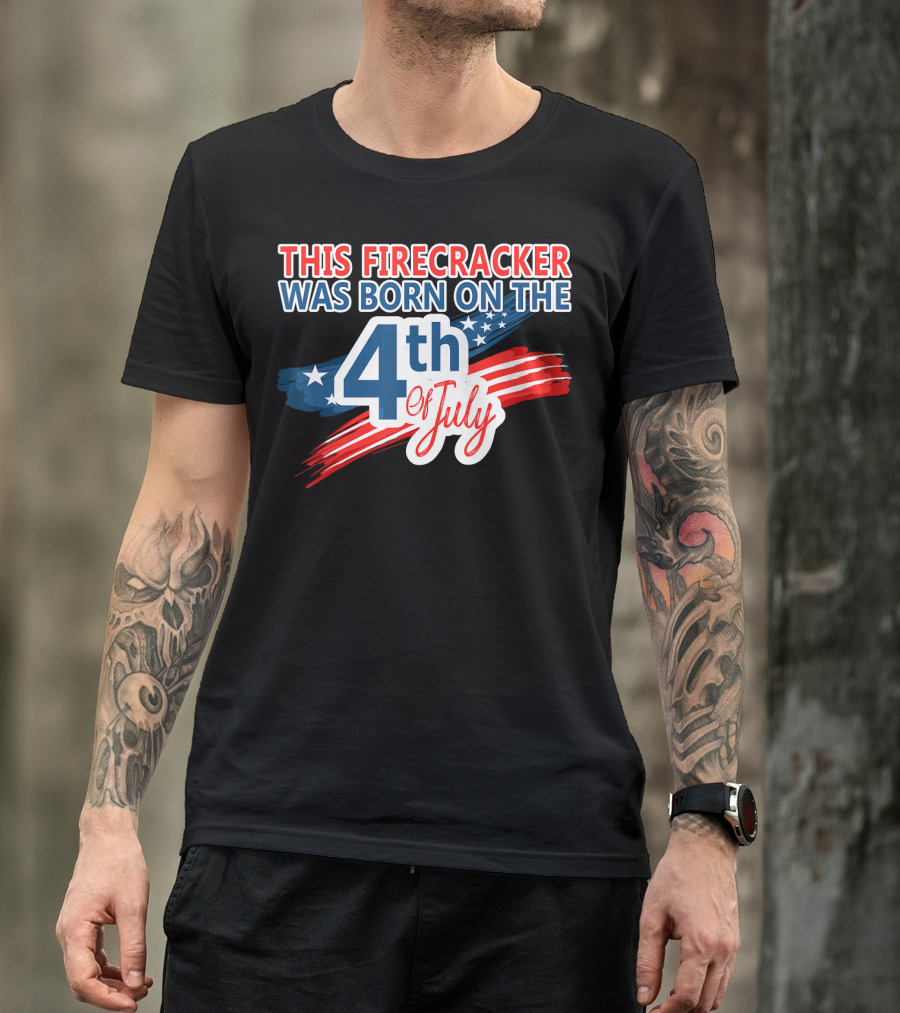 4th Of July Birthday Firecracker American Flag USA T-Shirt