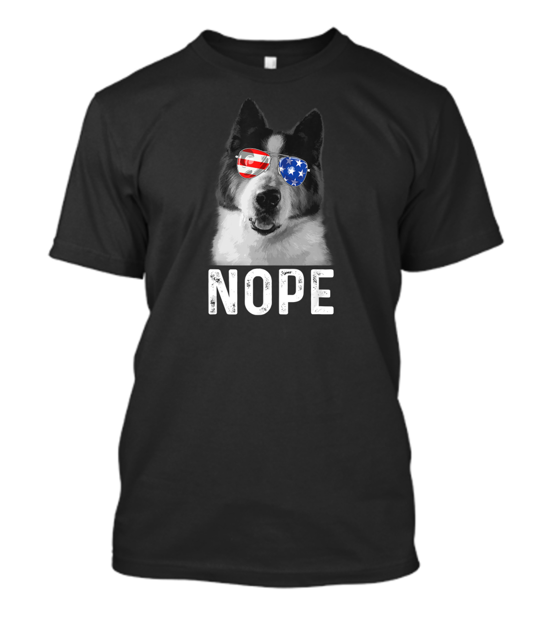 Akita Nope American Flag Sunglasses T-Shirt