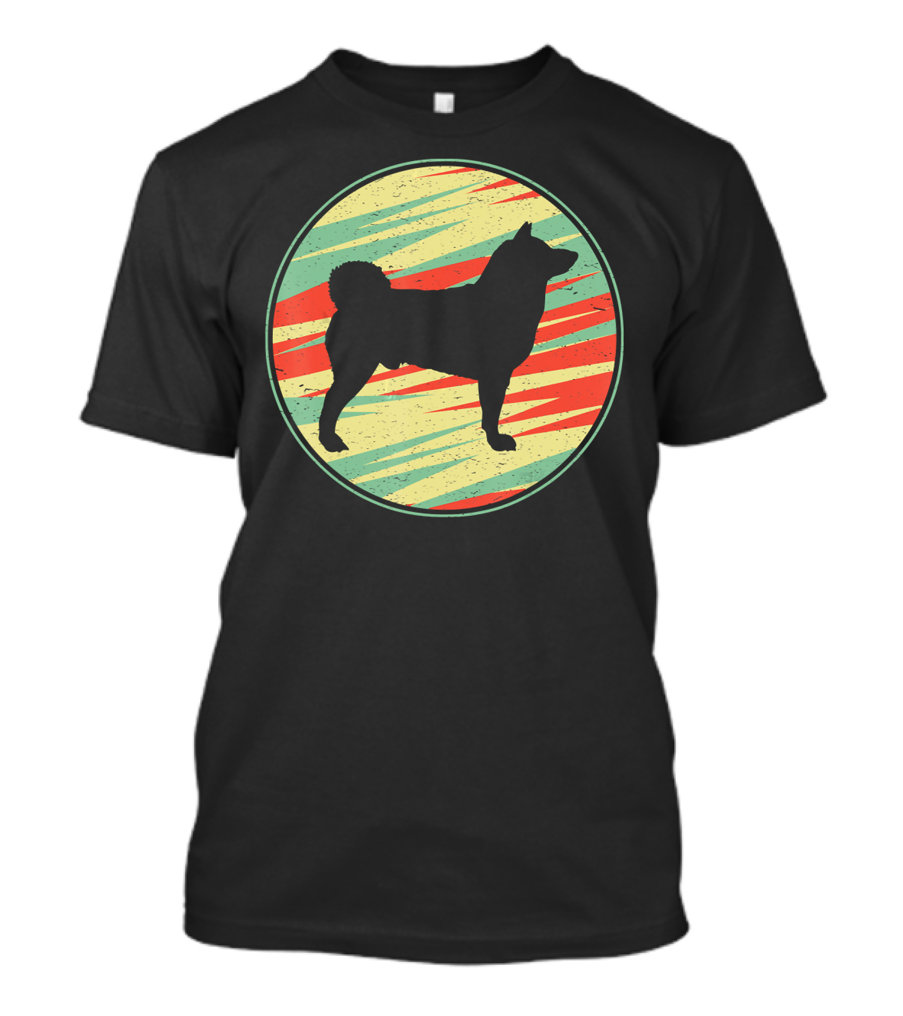 Akita Vintage Retro Dog Silhouette Circle T-Shirt