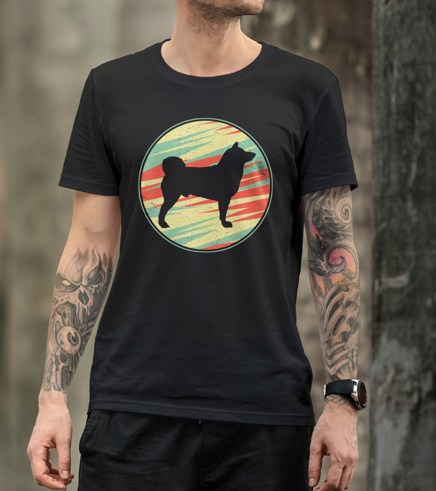 Akita Vintage Retro Dog Silhouette Circle T-Shirt