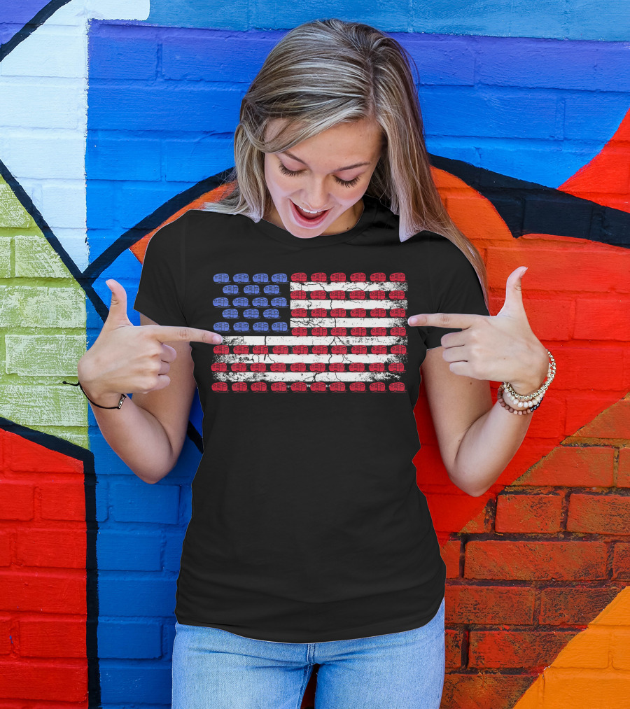 American Flag RV Camper Patriotic Camping US Flag Camper Vans T-Shirt