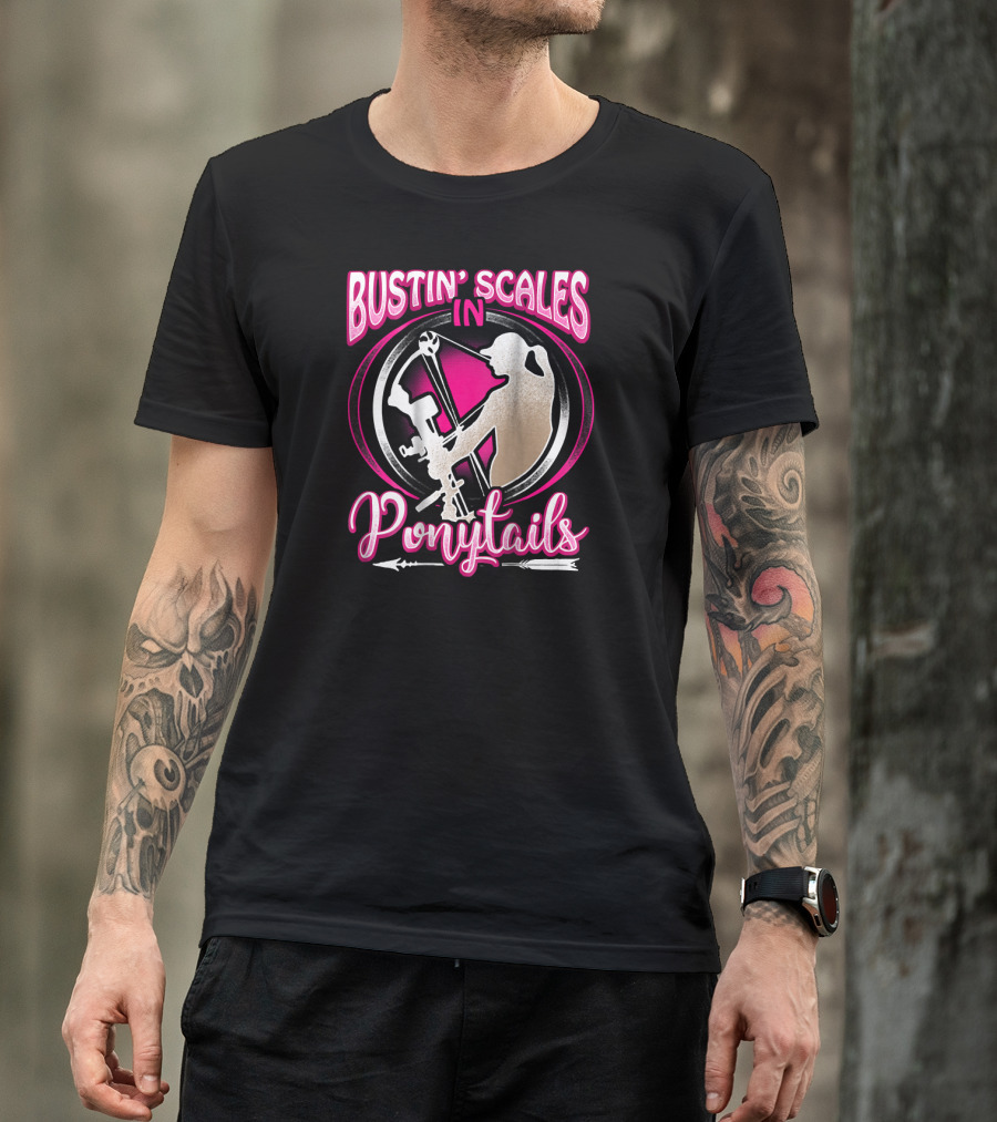 Bustin Scales In Ponytails Bowfishing T-Shirt