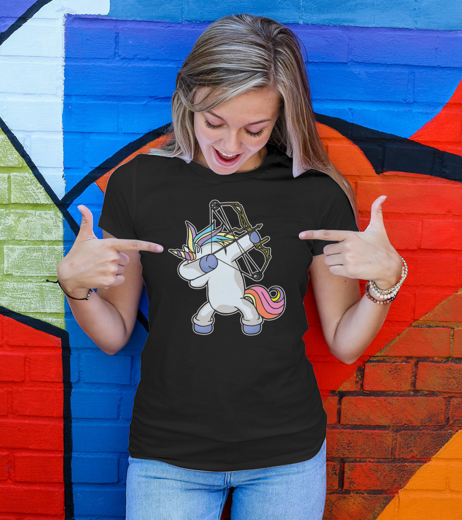 Dabbing Unicorn Archer With Bow Archery T-Shirt