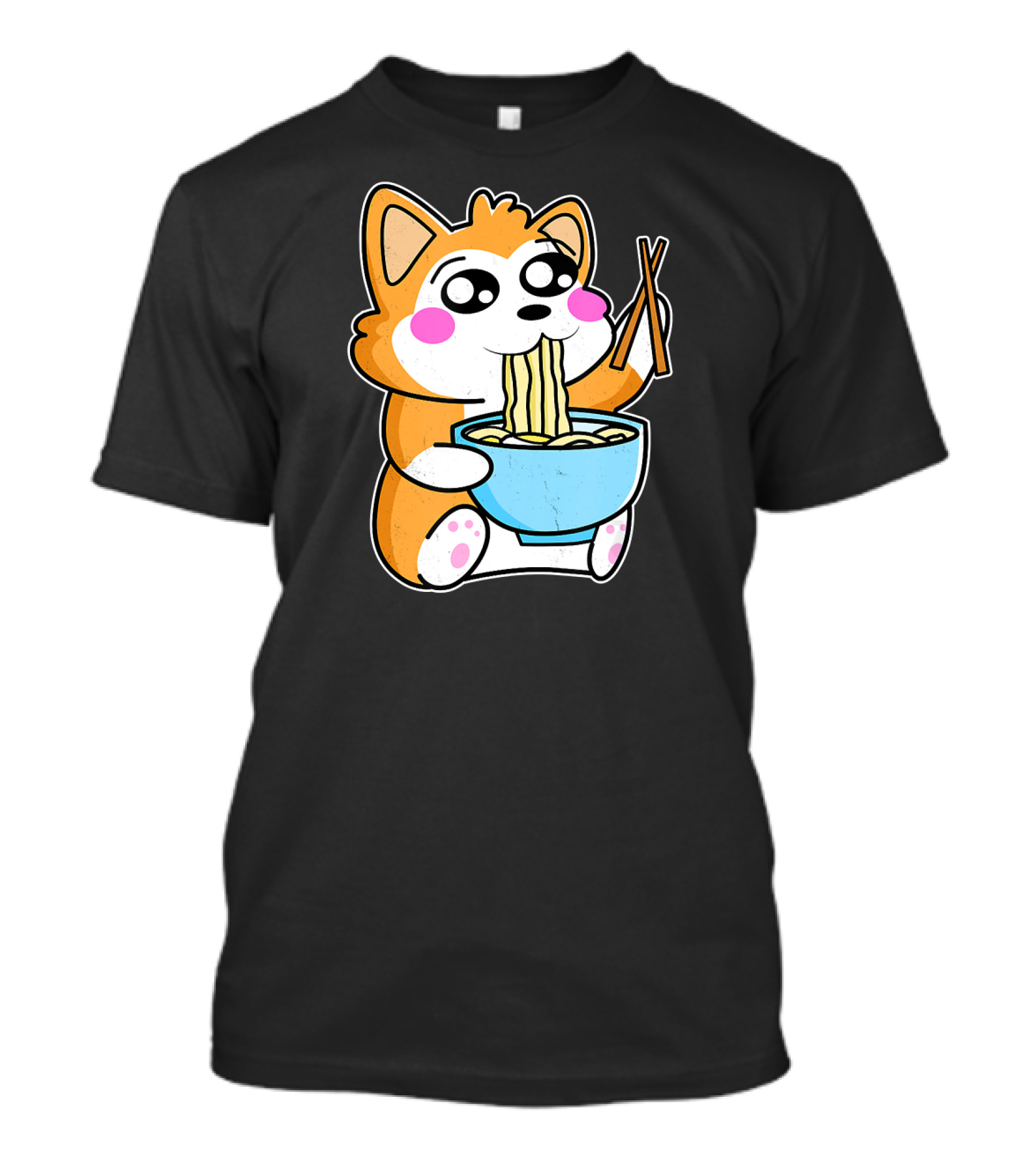Kawaii Japanese Akita Inu Eating Ramen Anime T-Shirt